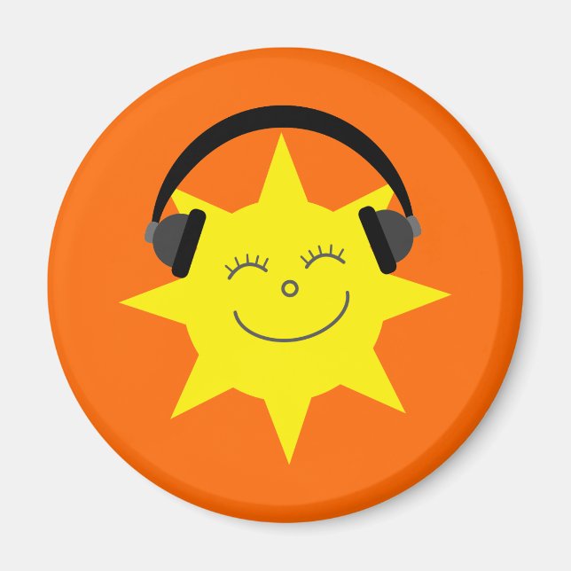 Imã Funky DJ sorrindo ímã laranja (Frente)