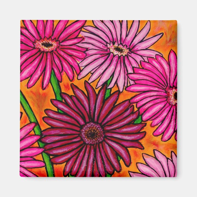 Imã Funky Floral Gerber Daisy Magnet (Frente)