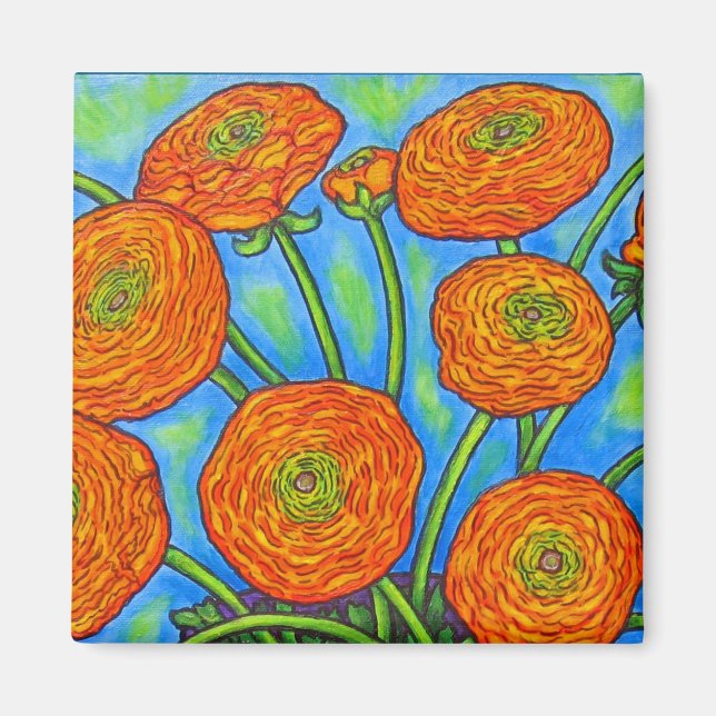 Imã Funky Floral Ranunculus Magnet (Frente)