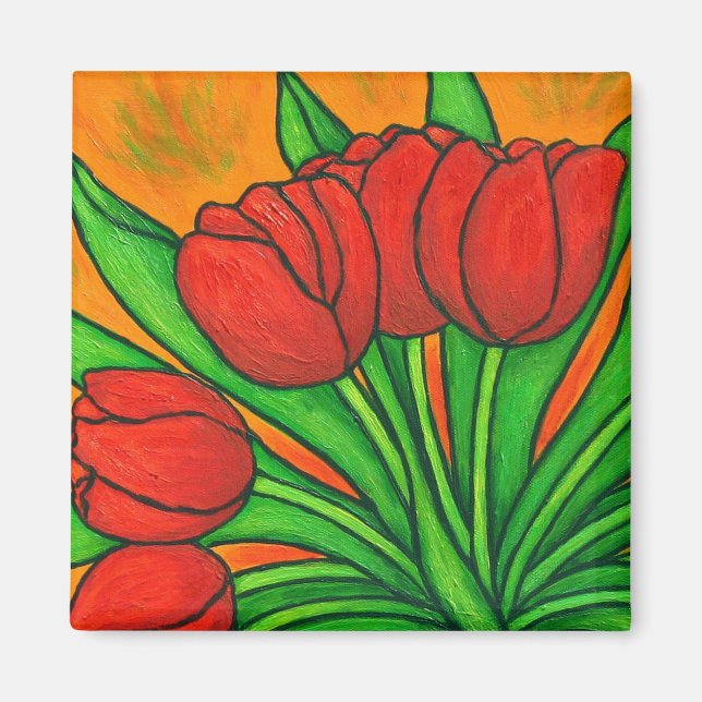 Imã Funky Floral Tulip Magnet (Frente)