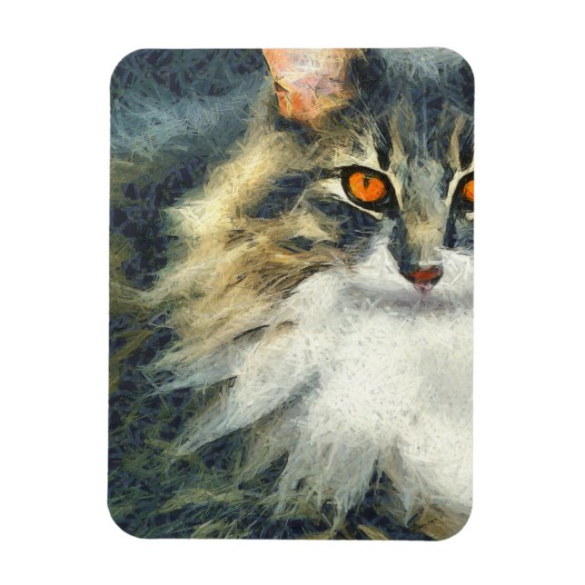 Ímã Funky Maine Coon Cat Art (Vertical)