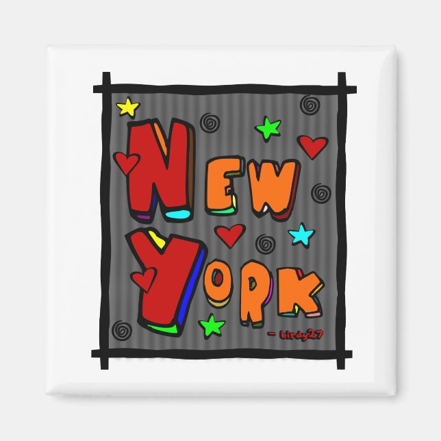 Imã Funky New York, Arte Em Quadro, Multicolorido (Frente)