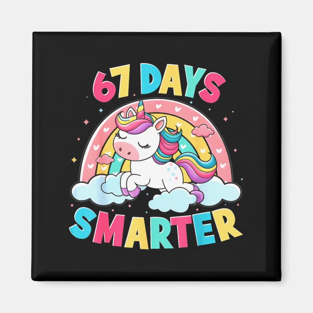 Imã Funny 67 Days Smarter Unicorn Six Seven Boy Girl T (Frente)