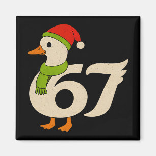 Imã Funny 67 Ganso Natal 6 7 Meme Pato Chapéu do Papai