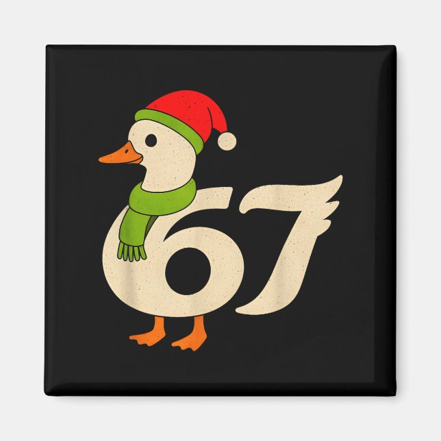 Imã Funny 67 Goose Christmas 6 7 Meme Duck Santa Hat F (Frente)