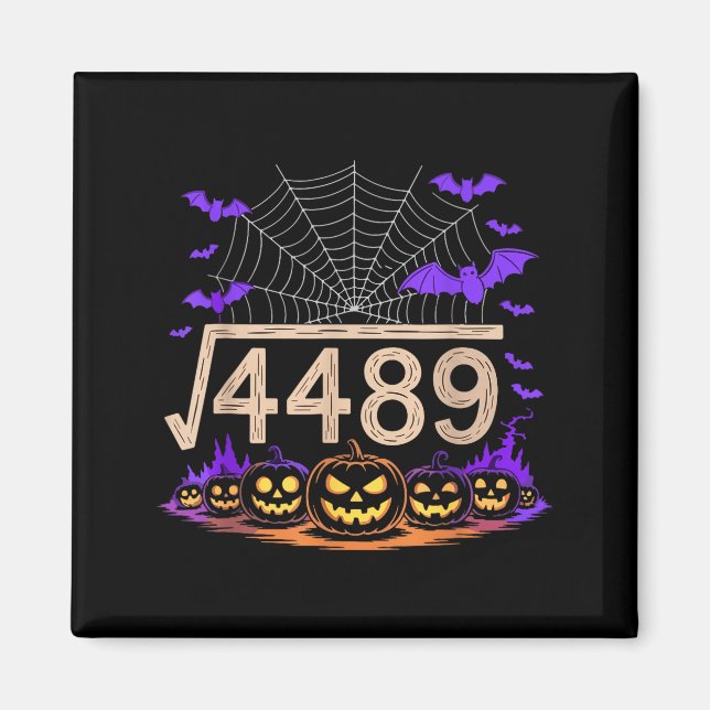 Imã Funny 67 Meme Math Teacher 6 7 Halloween Square Ro (Frente)