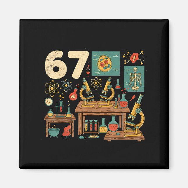 Imã Funny 67 Meme Science Teacher Students Six Seven M (Frente)