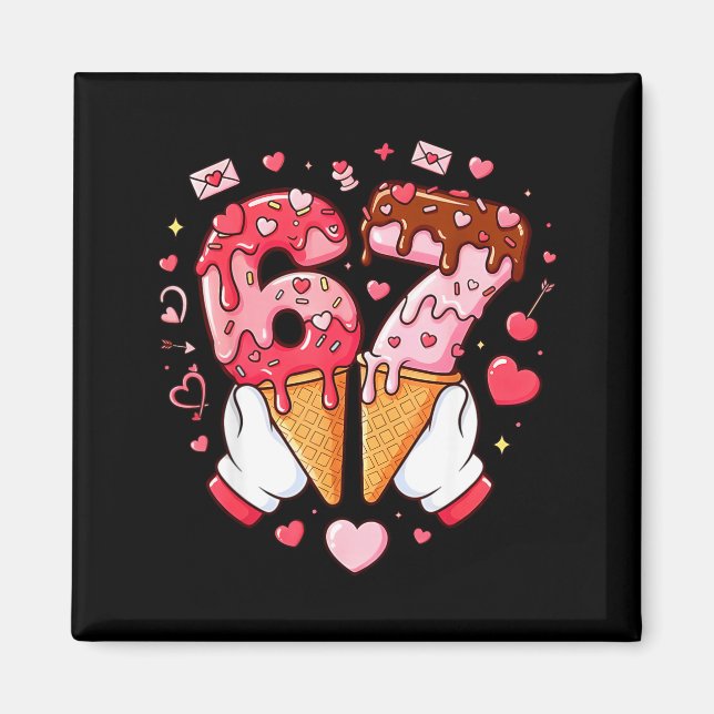 Imã Funny 67 Meme Six Seven Ice Cream Matching Couples (Frente)