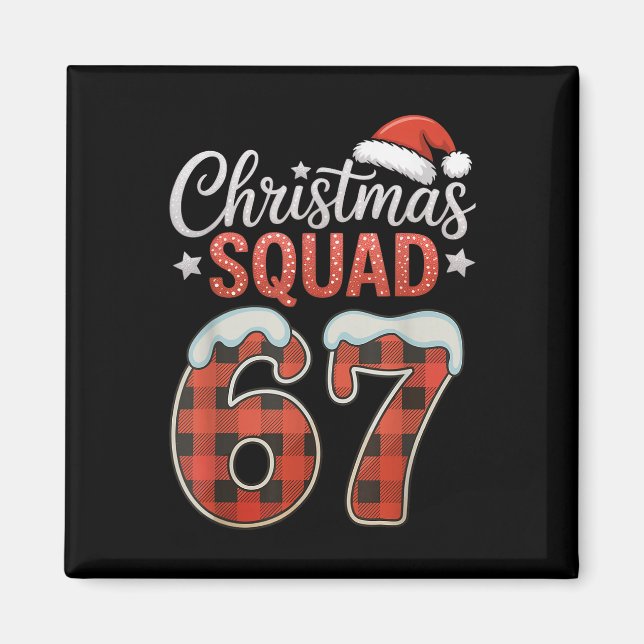 Imã Funny 67 Six Seven Meme Brainrot 67 Christmas Squa (Frente)