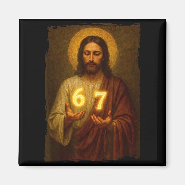 Imã Funny 6 7 Jesus. Absurd Six Seven Meme, Weird Teen (Frente)