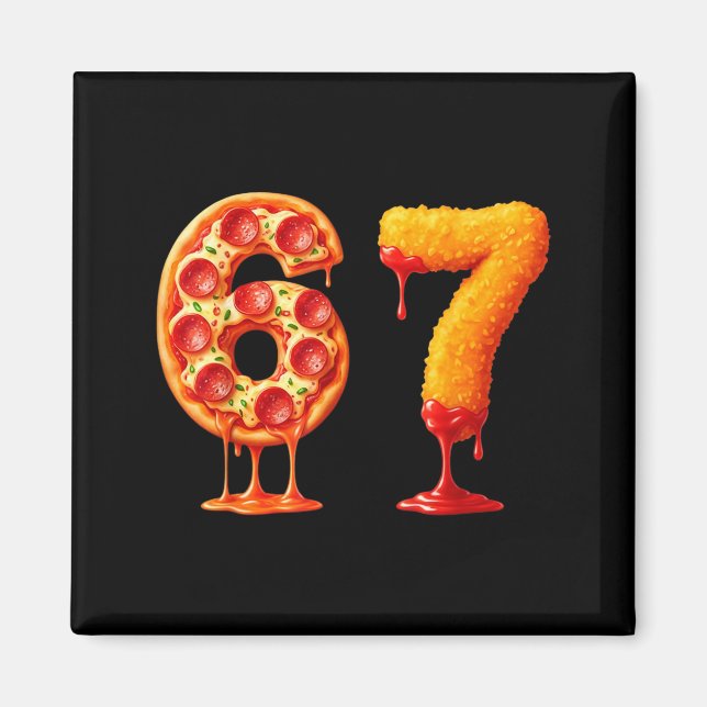 Imã Funny 6 7 Zza Nugget Meme Six Seven 67 Food Lovers (Frente)