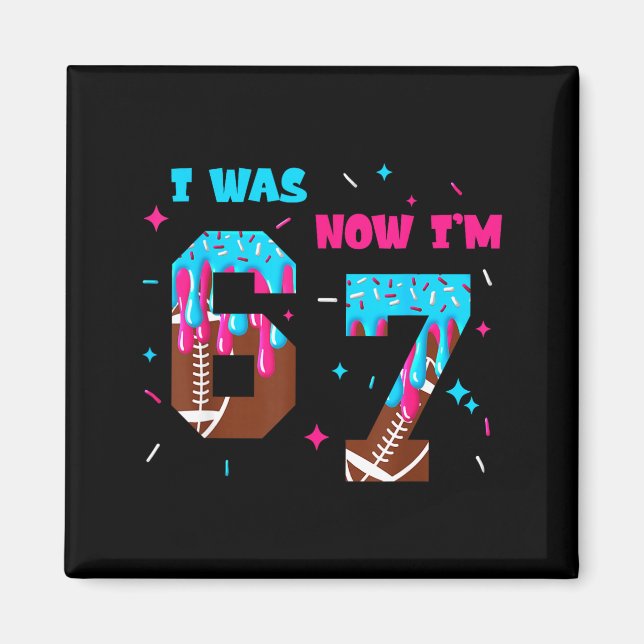 Imã Funny 7 Year Old Birthday Football Ice Cream Drip  (Frente)
