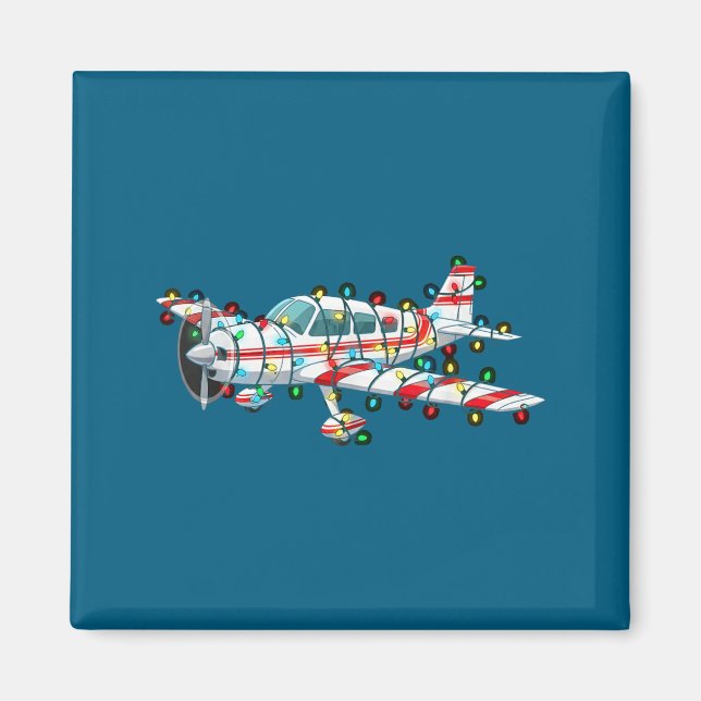 Imã Funny Airplane Christmas Graphics Lights Lover  (Frente)