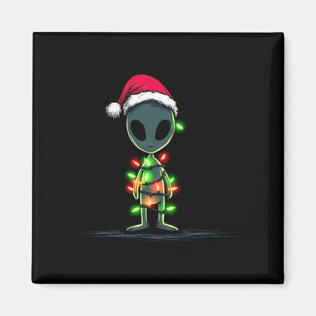 Imã Funny Alien Christmas Graphics Lights Lover Extrat (Frente)