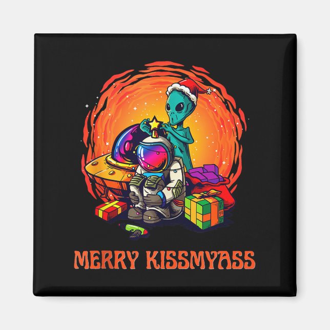 Imã Funny Alien Christmas Shirt _ Merry Kissmy Tank To (Frente)