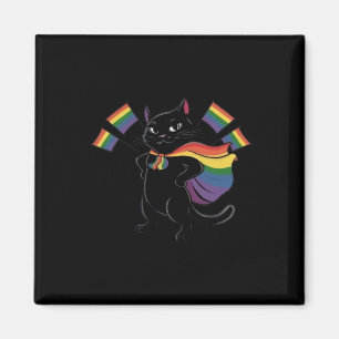 Imã Funny Ally Cat Rainbow Flag Orgulho gay Mês Lgbtq