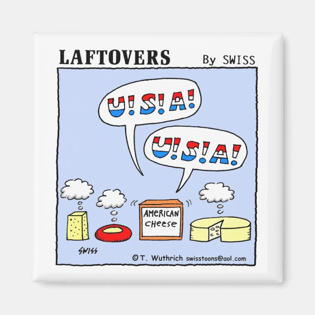 Imã Funny American Cheese Provando Patriótico Partido (Frente)