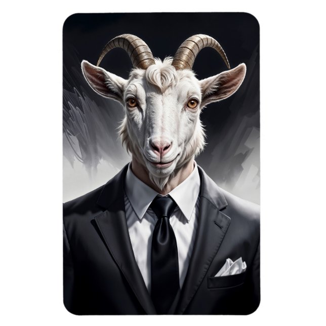 Ímã Funny animal boss surreal suited goat character (Vertical)