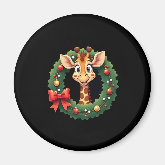 Imã Funny Animal Giraffe Meme Face Festive Xmas T-Shir (Frente)