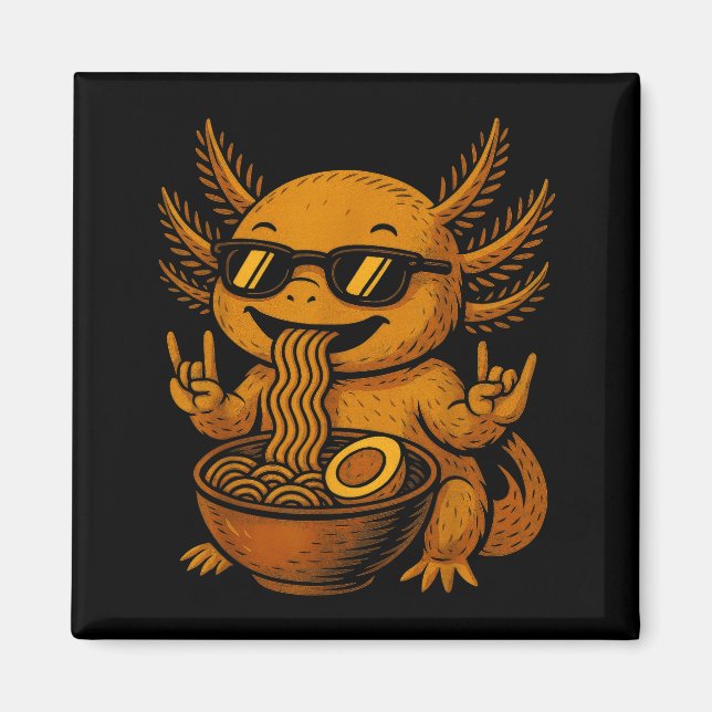 Imã Funny Anime Kawaii Axolotl Eating Ramen Graphic Te (Frente)