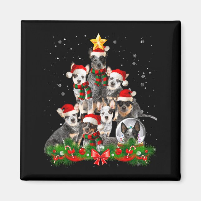 Imã Funny Australian Cattle Dog Dog Christmas Tree - B (Frente)