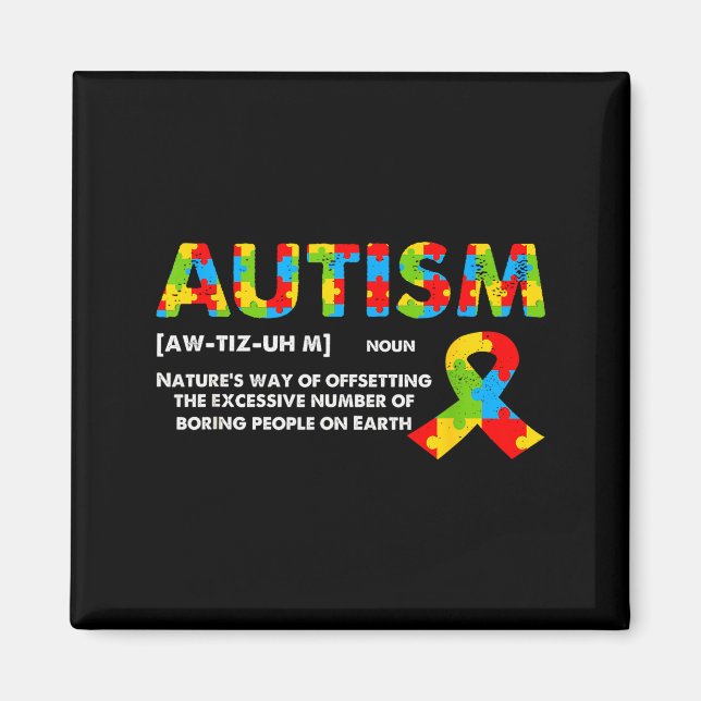 Imã Funny Autism Definition - Autism Awareness Month  (Frente)