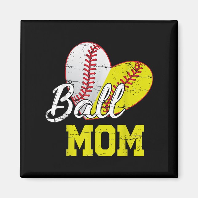 Imã Funny Ball Mom Softball Baseball For Women Mothers (Frente)
