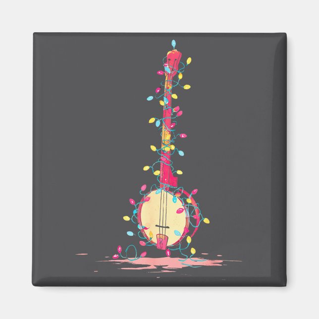Imã Funny Banjo Christmas Graphics Lights Lover Player (Frente)