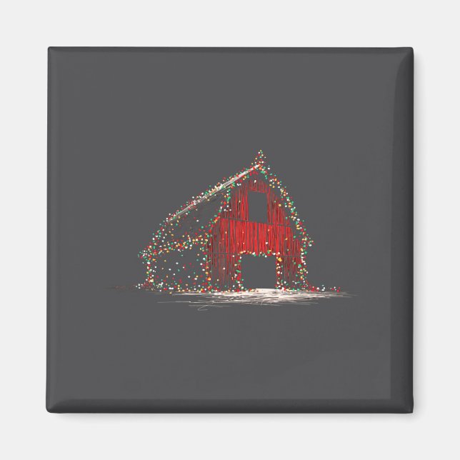 Imã Funny Barn Christmas Graphics Lights Lover Farm Fa (Frente)