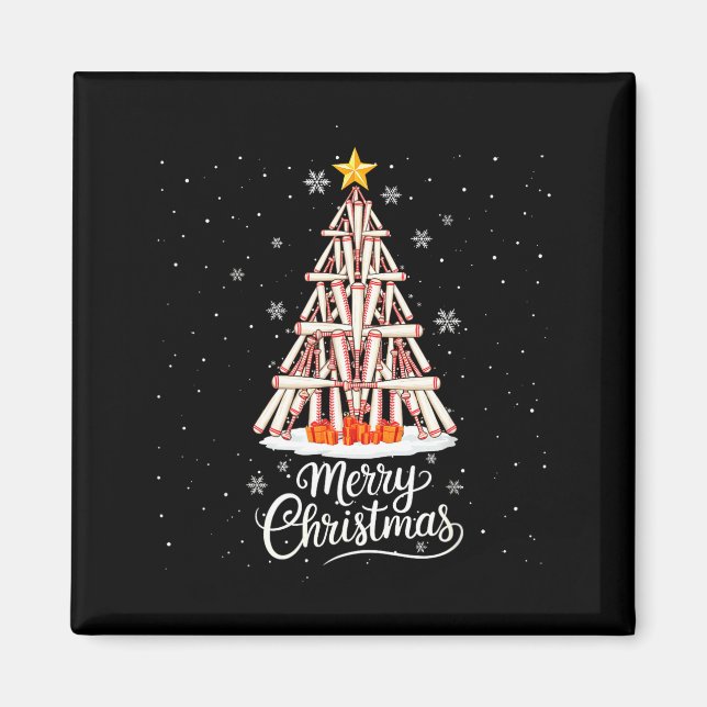 Imã Funny Baseball Bats Christmas Tree Lights Xmas For (Frente)