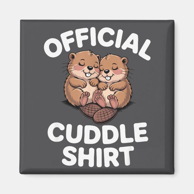 Imã Funny Beavers Hugging Cuddle  (Frente)
