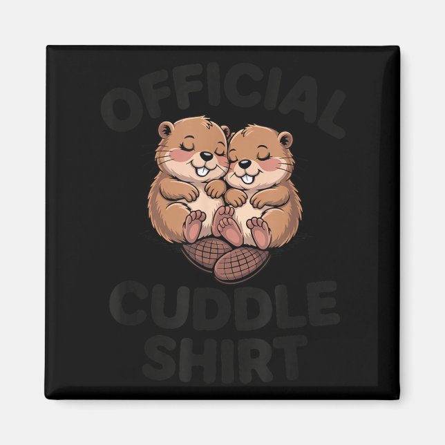 Imã Funny Beavers Hugging Cuddle  (Frente)