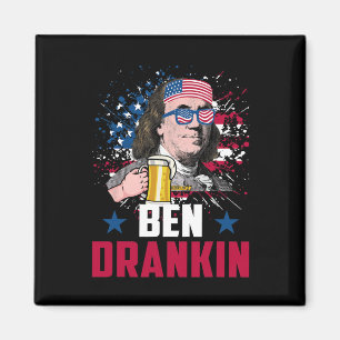 Imã Funny Ben Drankin 4 De Julho Dos Eua Bandeira Home