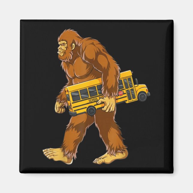 Imã Funny Bigfoot Bus Driver Sasquatch School Bus Love (Frente)
