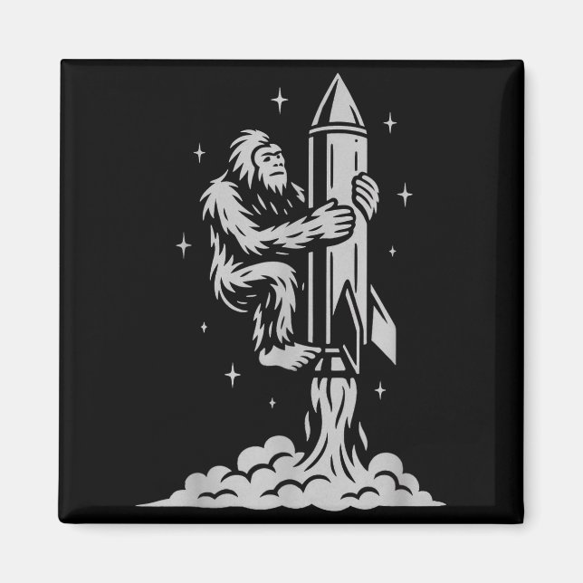 Imã Funny Bigfoot Flying Into Space With Stars And Cos (Frente)