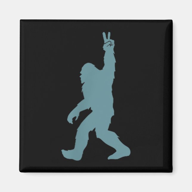 Imã Funny Bigfoot Sasquatch Peace Sign Big Foot Squatc (Frente)