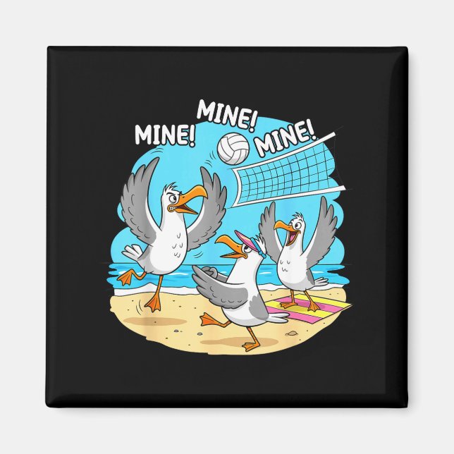 Imã Funny Bird Playing Volleyball Mine Game Day Vibes  (Frente)