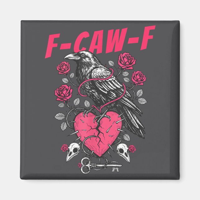 Imã Funny Black Bird F-caw-f Anti Valentines Day Singl (Frente)