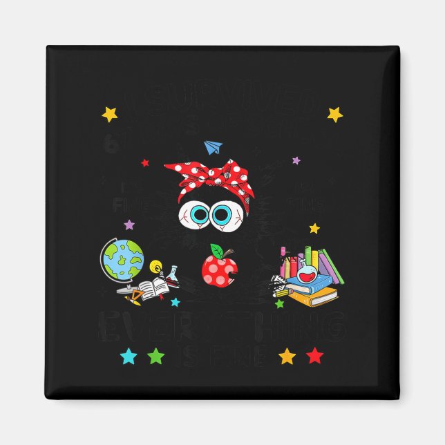 Imã Funny Black Cat I Survived 67 Days Of School I'm F (Frente)