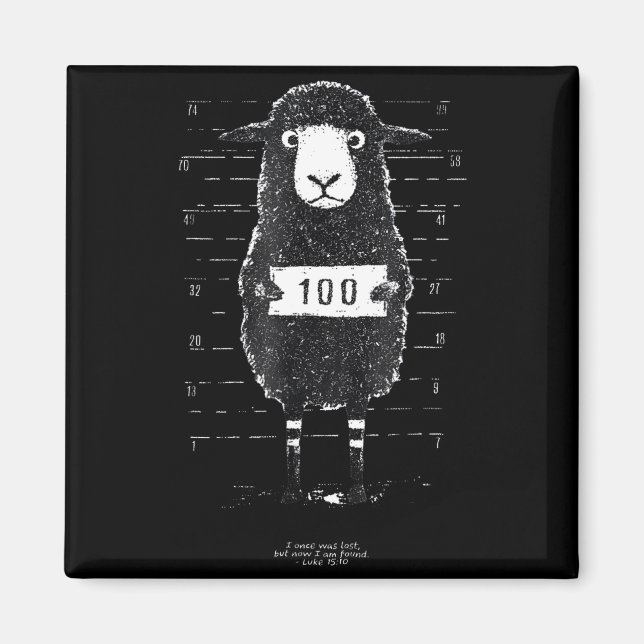 Imã Funny Black Sheep Mugshot Lost But Found Humor Fun (Frente)