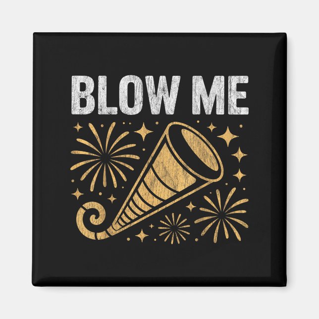 Imã Funny Blow Me Kiss Me Happy New Year Couple Humor  (Frente)