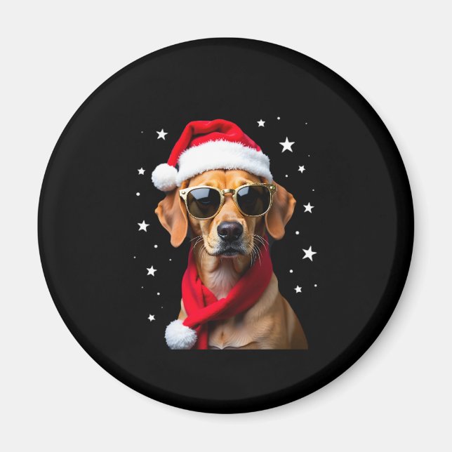 Imã Funny Boxer Dog Christmas Lights Xmas Outfit Pajam (Frente)