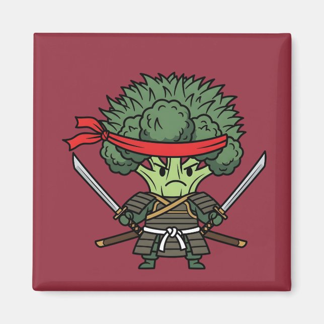 Imã Funny Broccoli Samurai Warrior Japanese Art Illust (Frente)