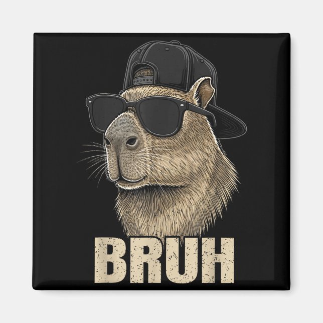 Imã Funny Bruh Meme Capybara Lover Cool Sungles For Me (Frente)