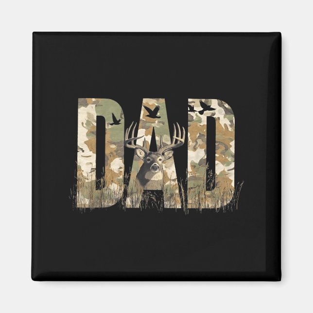 Imã Funny Camo Dad Hunting Camouflage Deer Father's Da (Frente)