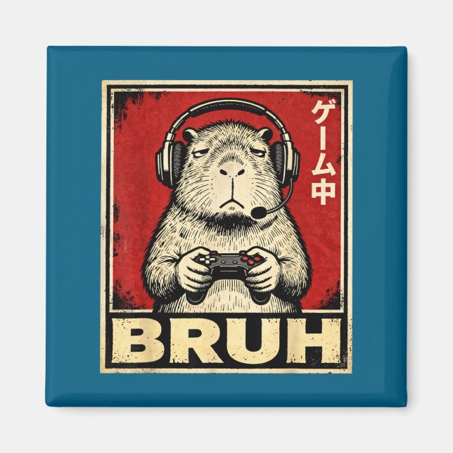 Imã Funny Capybara Gamer Bruh Graphic Tee Men Boys Tee (Frente)