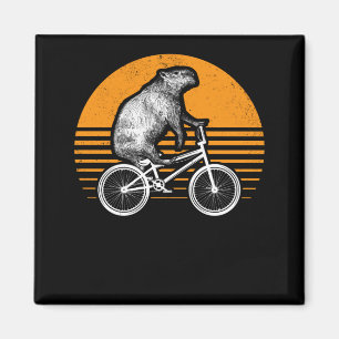 Imã Funny Capybara Riding Bike Retro Capibara Biciclet