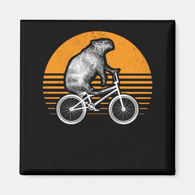 Imã Funny Capybara Riding Bike Retro Capibara Biciclet (Frente)
