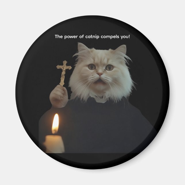 Imã Funny Cat Exorcist Magnet - Catnip Compels You (Frente)