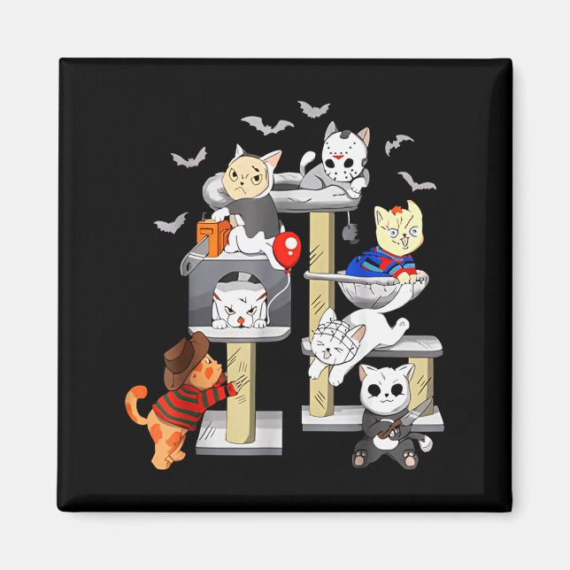 Imã Funny Cat Horror Movies Cute Halloween Cat Lovers  (Frente)